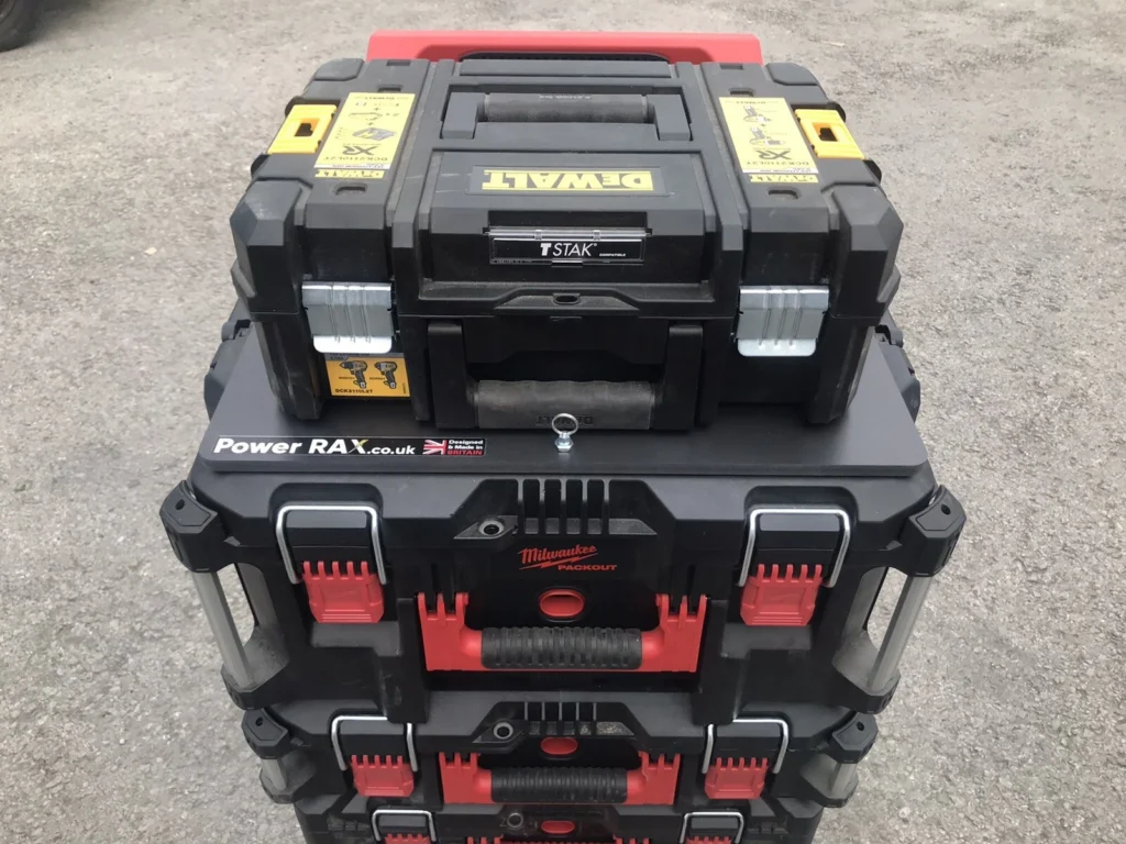Power Rax conversion Sled For Milwaukee Packout To Dewalt Tstak combo tool box
